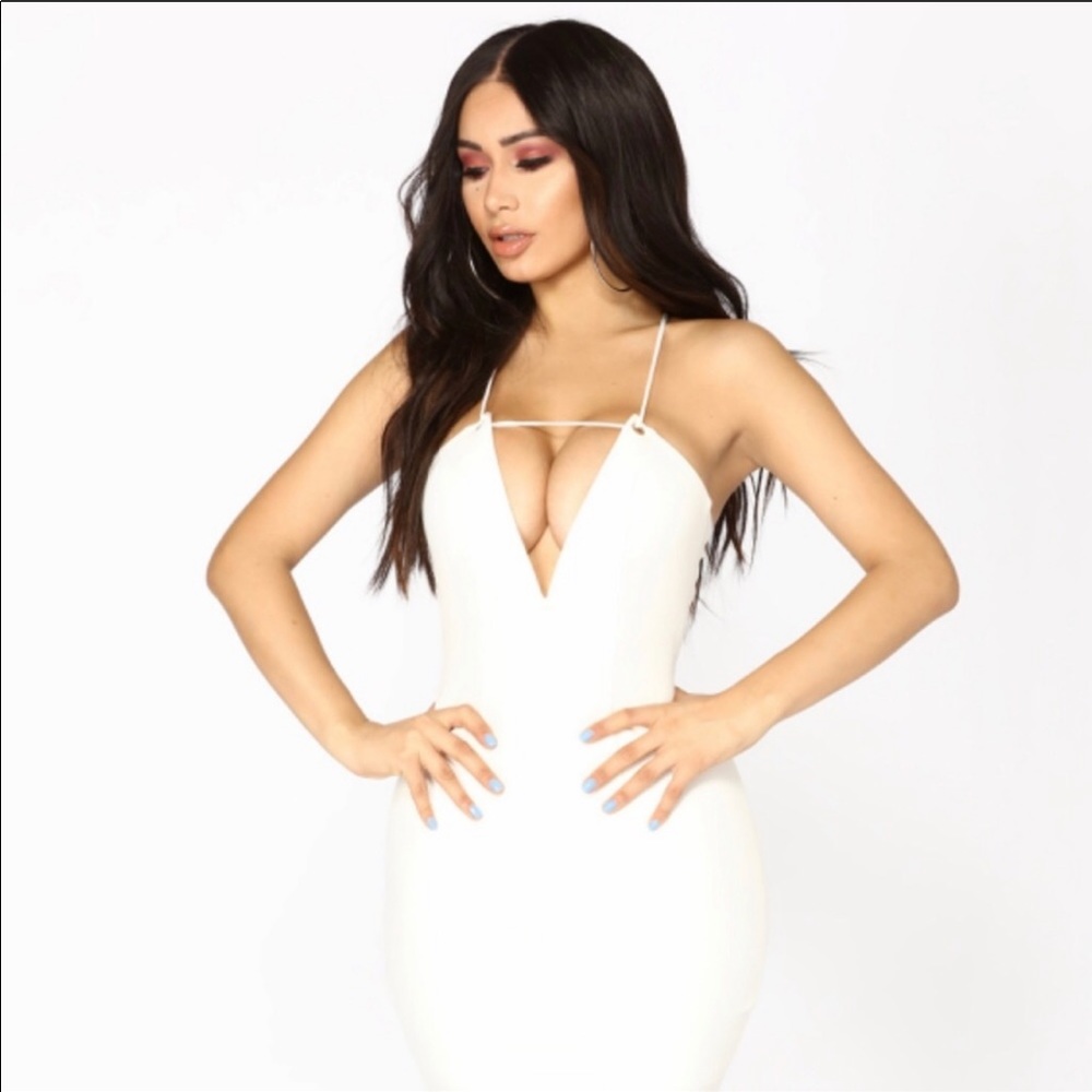 Fashion Nova - Him and I Midi Dress - Off White